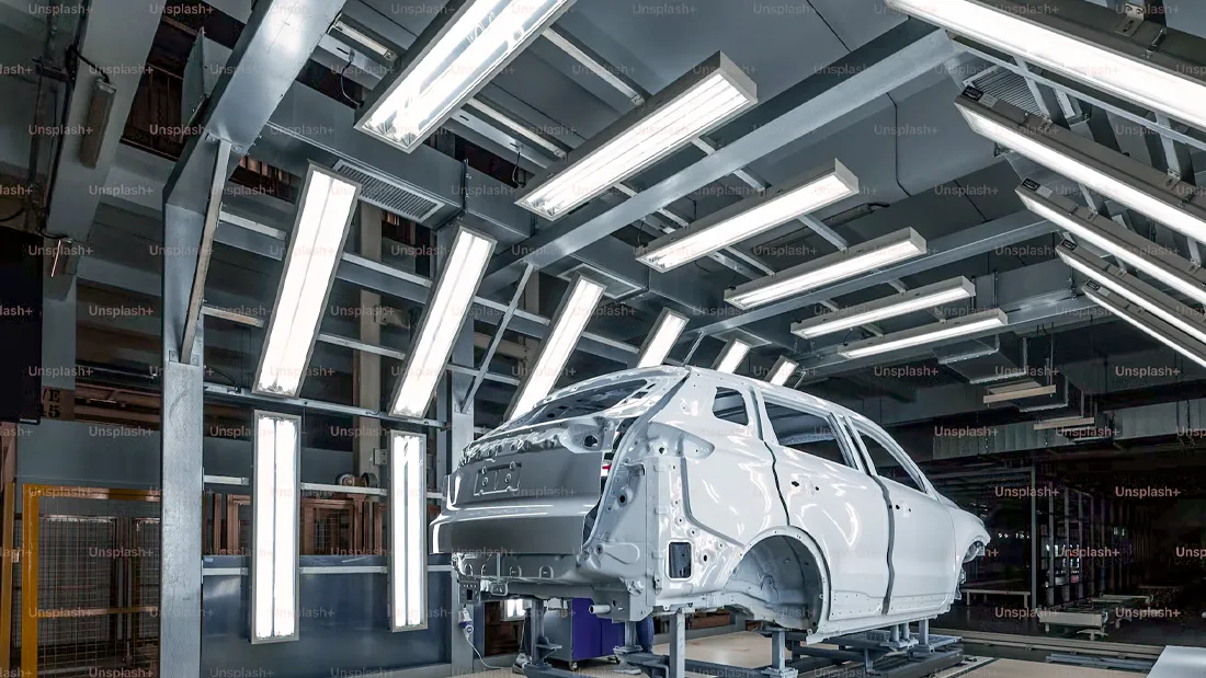 LED lighting improving worker productivity in industrial manufacturing facility